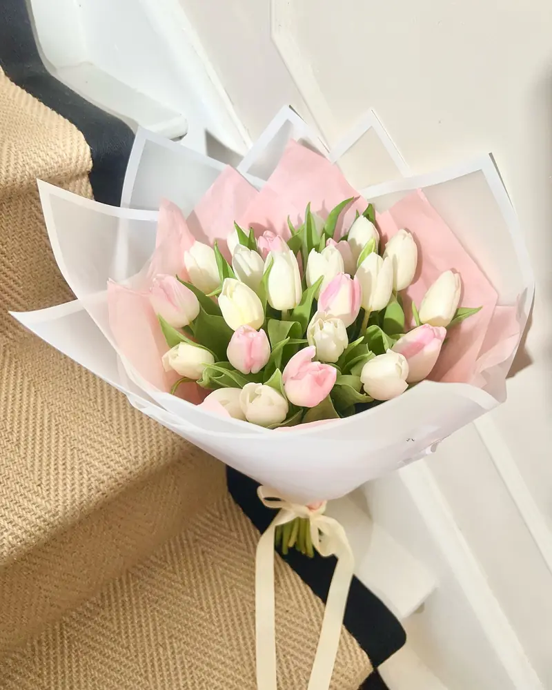 Pink and white tulip bouquet
